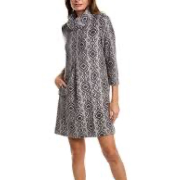Tyler Boe Kim Snakeskin Jacquard Shift Dress Black White Cowl Neck Size Small - Picture 1 of 7